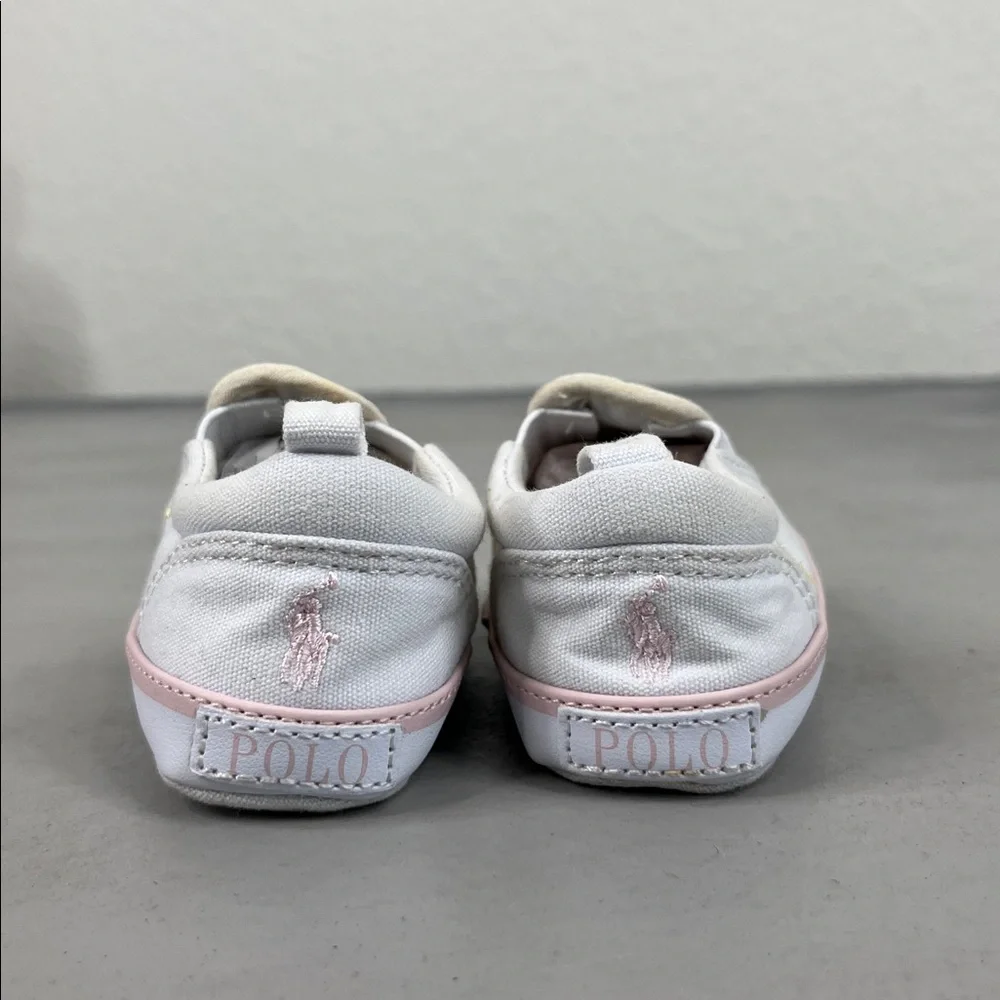 Polo Ralph Lauren Girls' Bal Harbor Slip-On Oxford Cloth Sneaker Crib Shoes